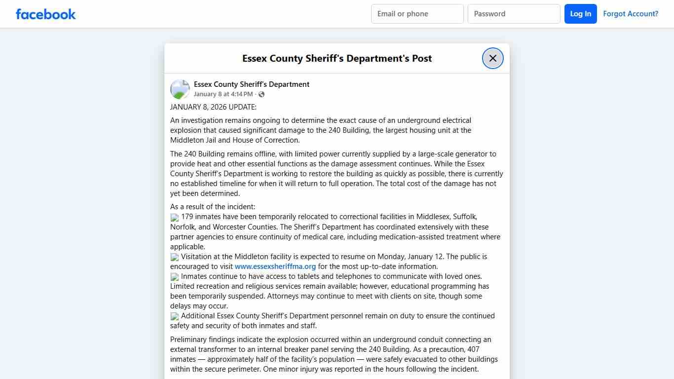 JANUARY 8, 2026... - Essex County Sheriff's Department Facebook